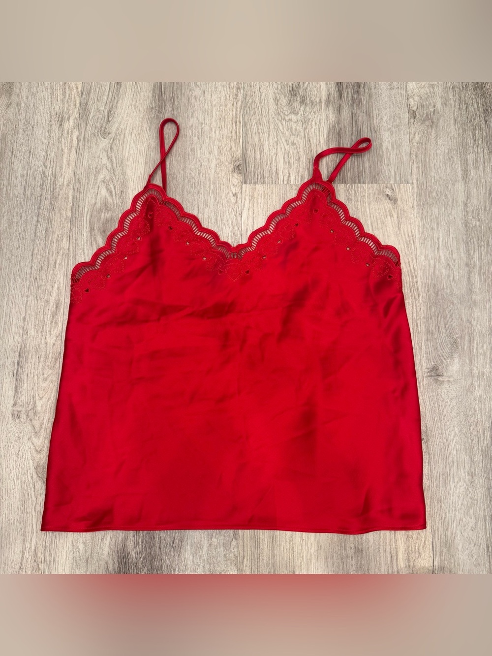 Victoria’s Secret Red Satin Lace Cami Top - Small